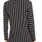 Blusa feminina Alfani com estampa de gravata, manga comprida, decote redondo, blusa de noite, preta, tamanho pequeno médio