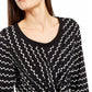 Blusa feminina Alfani com estampa de gravata, manga comprida, decote redondo, blusa de noite, preta, tamanho pequeno médio