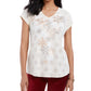Blusa feminina pequena com estampa de floco de neve, cinza, tamanho pequeno, médio