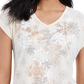 Blusa feminina pequena com estampa de floco de neve, cinza, tamanho pequeno, médio