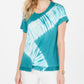 Blusa feminina estilo &amp; co com babados e tingimento tie-dye, azul, tamanho pequeno