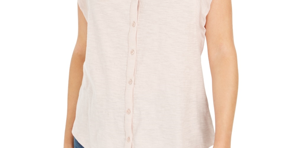 Camisa feminina sem mangas com ilhós Style &amp; Co, bege, tamanho médio