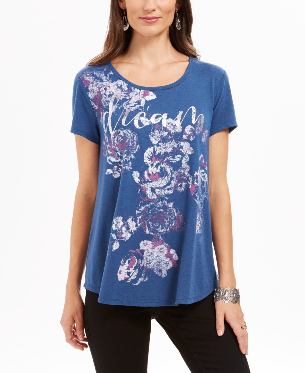 Blusa Graphic Dream Feminina Style &amp; Co Azul Tamanho X-S