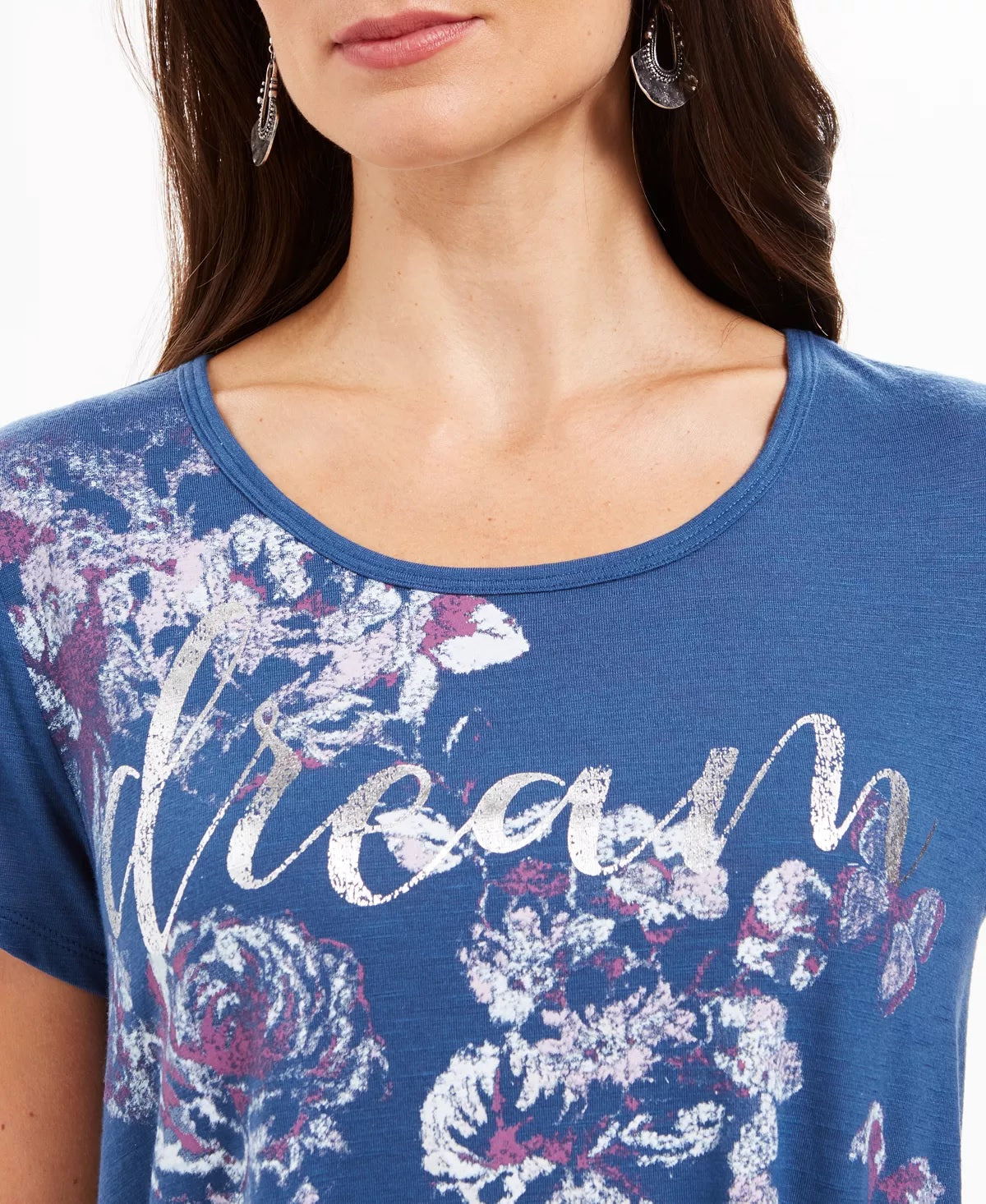 Blusa Graphic Dream Feminina Style &amp; Co Azul Tamanho X-S