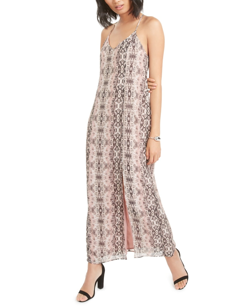 Vestido longo metálico com estampa de cobra Bar III feminino, rosa, tamanho 4