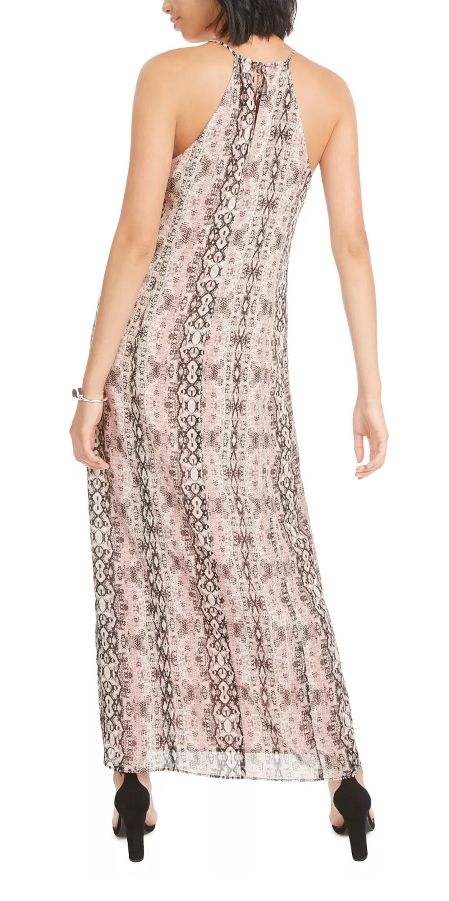 Vestido longo metálico com estampa de cobra Bar III feminino, rosa, tamanho 4