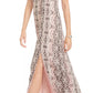 Vestido longo metálico com estampa de cobra Bar III feminino, rosa, tamanho 4
