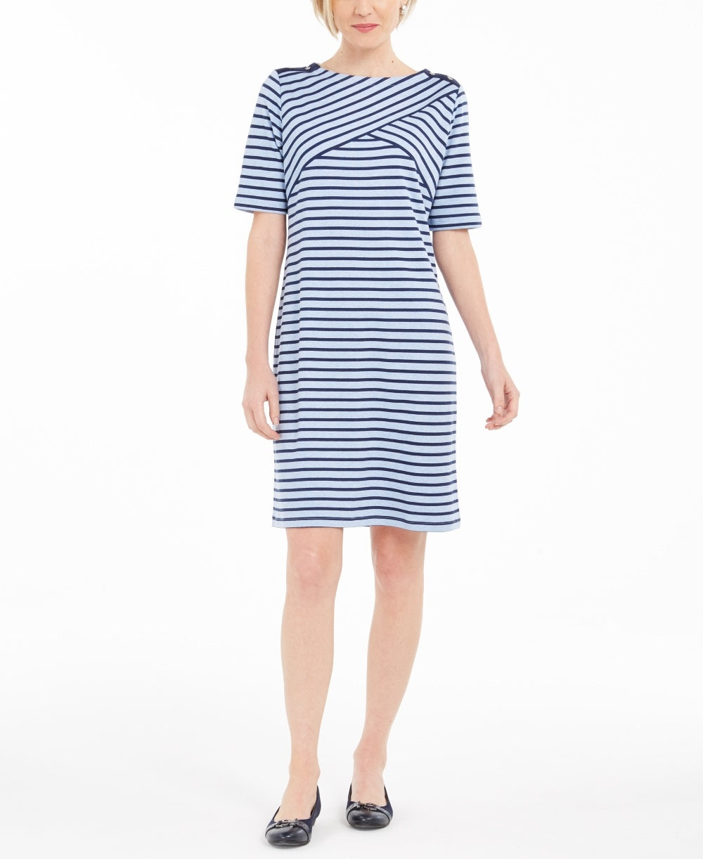 Vestido listrado feminino Karen Scott, azul, tamanho pequeno