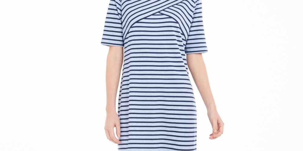 Vestido listrado feminino Karen Scott, azul, tamanho pequeno