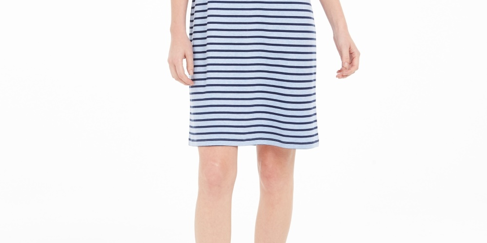 Vestido listrado feminino Karen Scott, azul, tamanho pequeno