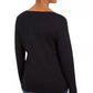 Camisa de Natal feminina Karen Scott com detalhes embelezados, preta, tamanho PL