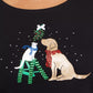 Camisa de Natal feminina Karen Scott com detalhes embelezados, preta, tamanho PL