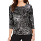 Blusa feminina jacquard da coleção JM, preta, tamanho X-S