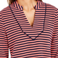 Top listrado feminino Charter Club com manga 3/4, vermelho, tamanho XX-G