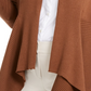 Cardigan feminino canelado com bainha de lenço JM Collection marrom tamanho extragrande