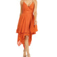 Vestido feminino Thalia Sodi com alças finas e bainha em camadas, laranja, tamanho grande