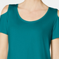 Camiseta feminina JM Collection com ombros descobertos e alças finas, azul brilhante, tamanho XX-G