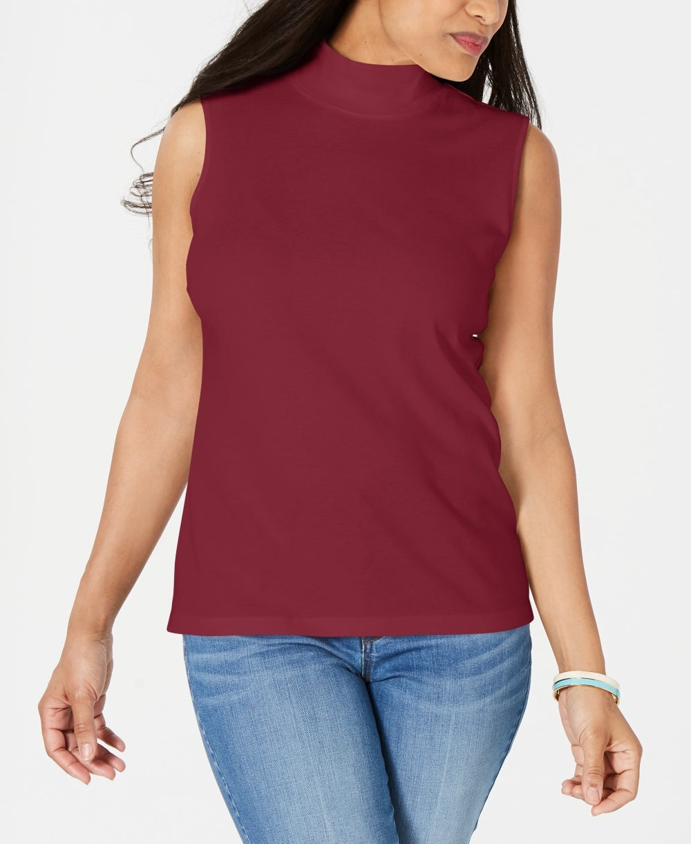 Karen Scott Blusa Feminina Gola Careca Sem Mangas Vermelha Tamanho P