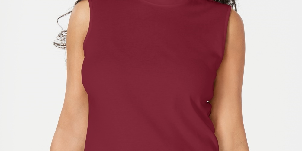 Karen Scott Blusa Feminina Gola Careca Sem Mangas Vermelha Tamanho P