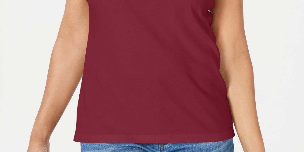 Karen Scott Blusa Feminina Gola Careca Sem Mangas Vermelha Tamanho P