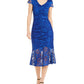 Vestido feminino Thalia Sodi com babados e renda, azul, tamanho grande