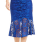 Vestido feminino Thalia Sodi com babados e renda, azul, tamanho grande