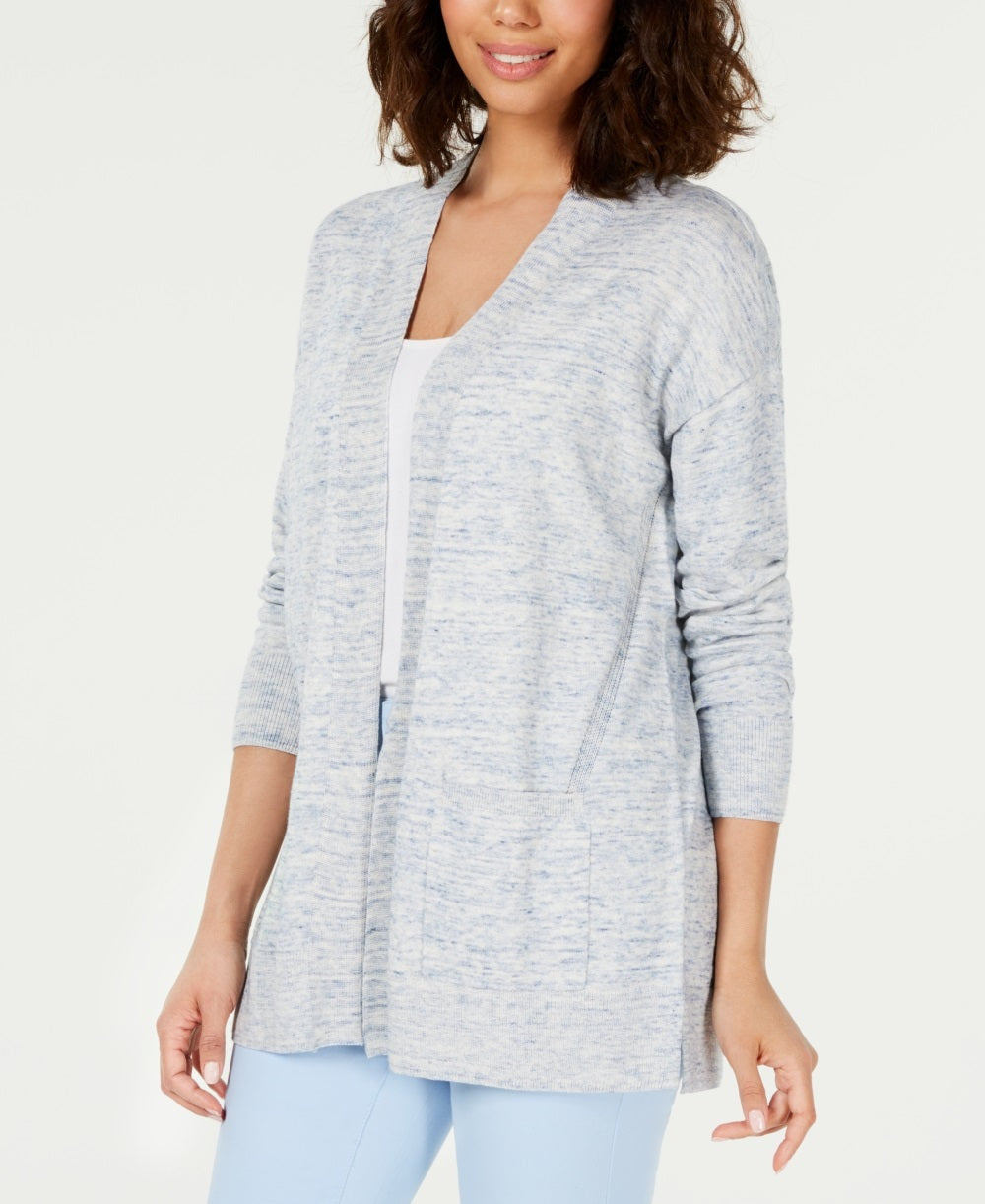 Cardigan feminino Charter Club de algodão chambray com frente aberta, azul, tamanho extrapequeno