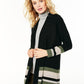 Cardigan feminino de cashmere listrado Charter Club, tamanho regular, preto, pequeno, pequeno