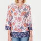 Túnica feminina Charter Club Petite com estampa floral dupla, branca, tamanho PL