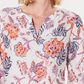 Túnica feminina Charter Club Petite com estampa floral dupla, branca, tamanho PL