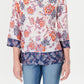 Túnica feminina Charter Club Petite com estampa floral dupla, branca, tamanho PL