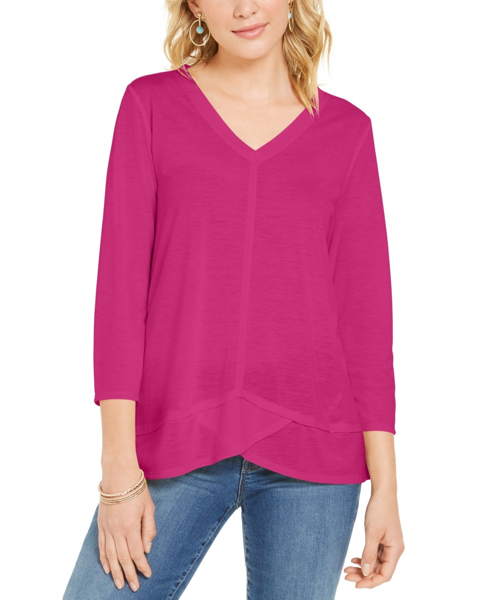 Estilo &amp; Co Feminino Detalhe de Costura Cano Alto Baixo Rosa Tamanho Médio