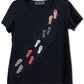 Camiseta feminina Karen Scott com decote redondo, azul, tamanho pequeno