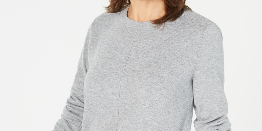 Karen Scott Suéter feminino de pelúcia com costura frontal, cinza, tamanho extragrande