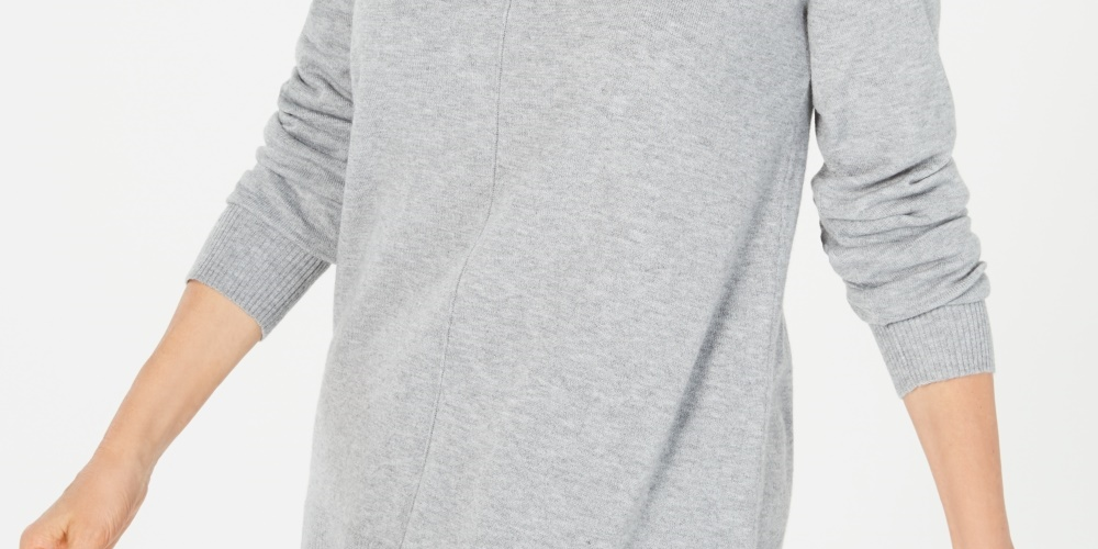 Karen Scott Suéter feminino de pelúcia com costura frontal, cinza, tamanho extragrande