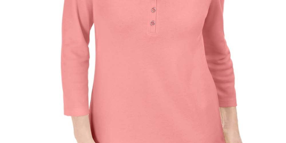 Camisa Henley Karen Scott Feminina Manga 3/4 Rosa Tamanho P