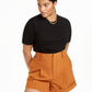 Camiseta feminina plus size Danielle Bernstein, preta, tamanho 1X