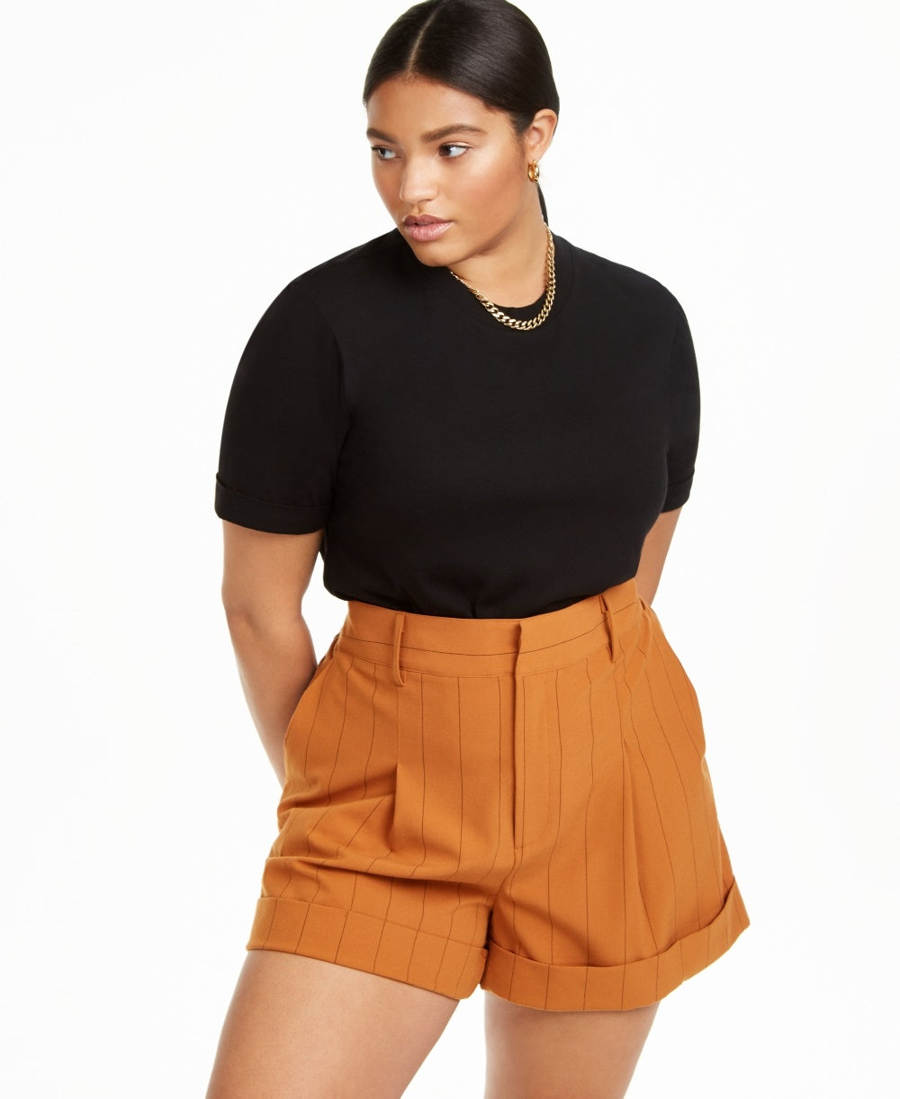 Camiseta feminina plus size Danielle Bernstein, preta, tamanho 1X