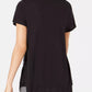 Camiseta feminina com estampa gráfica e bainha em lenço, estilo &amp; co, preta, tamanho médio