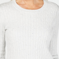 Karen Scott Suéter Feminino de Tricô com Decote Redondo e Mangas Compridas, Branco, Tamanho Pequeno Médio