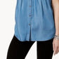 Blusa plissada com mangas e punhos feminina Style &amp; Co, azul, tamanho XX-G