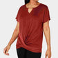 Top feminino com bainha torcida JM Collection, vermelho, tamanho pequeno