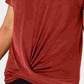 Top feminino com bainha torcida JM Collection, vermelho, tamanho pequeno
