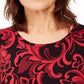 Camiseta feminina estampada manga 3/4 da coleção JM, vermelha, tamanho X-S