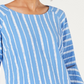 JM Collection Top feminino com manga sino e pregas, tamanho azul-marinho - PL