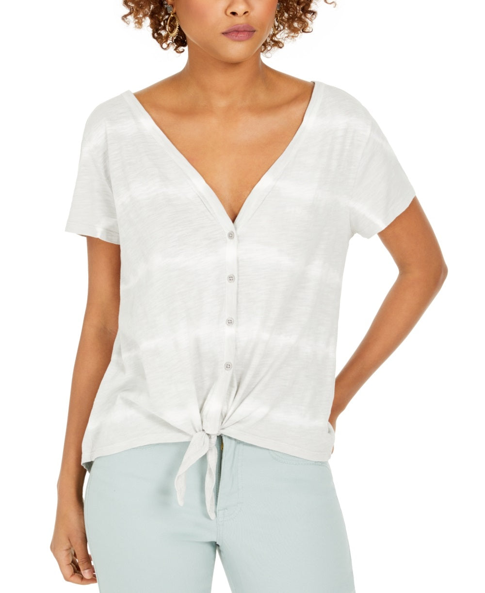 Top feminino tie-dye com amarração frontal estilo &amp; co, cinza, tamanho GG