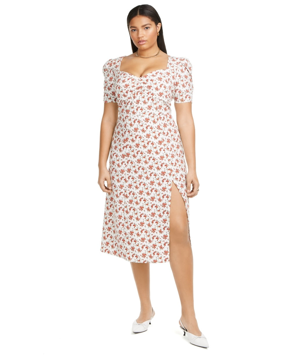 Vestido longo plus size feminino Danielle Bernstein, branco/vermelho, tamanho 22W