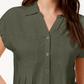 Blusa plissada com mangas e punhos Style &amp; Co feminina, verde, tamanho pequeno