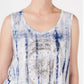 Blusa sem mangas com estampa tie-dye feminina Style &amp; Co, branca/azul-marinho, tamanho extragrande