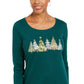 Blusa de algodão com detalhes Karen Scott para mulheres, verde, tamanho PL